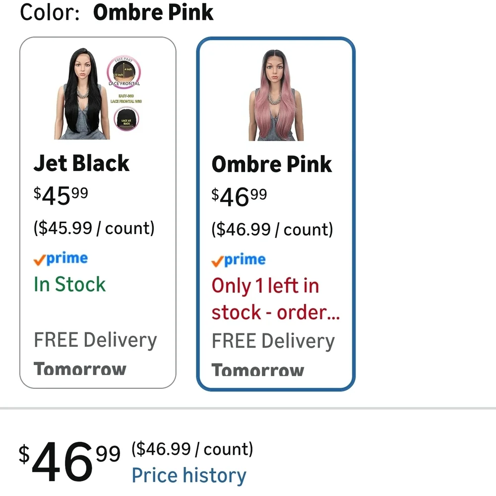 Elegant Ombre Lace Front Wig - Black and Pink